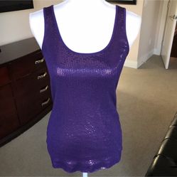 Express Sexy Basics Purple Sparkle Tank Top, S
