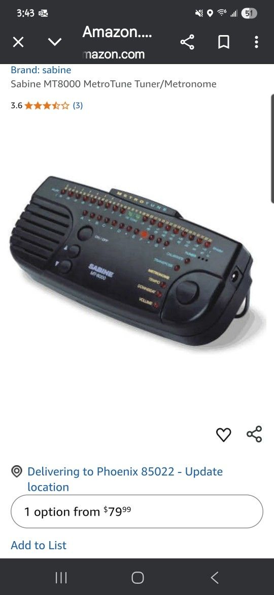 Sabine MT8000 MetroTune Tuner/Metronome