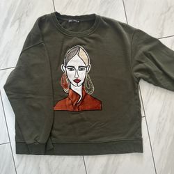 Zara Olive Knit Sweater made in Turkey