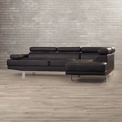 New black bonded leather sofa sectional