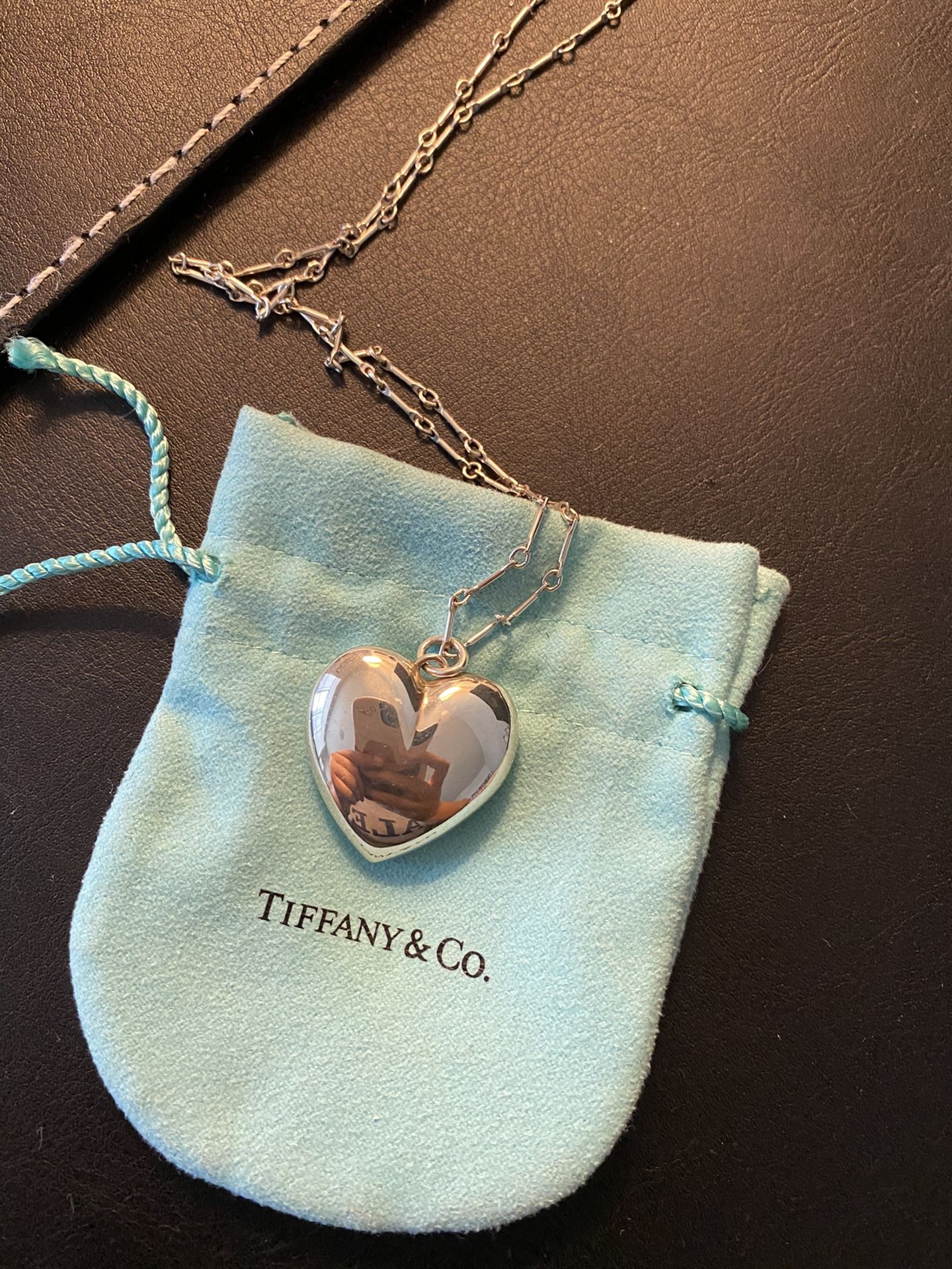 Tiffany Heart Necklace Long Large Silver Classic Italy Authentic