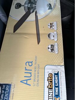 Aura 52" BRUSHED NICKEL TRI-MOUNT CEILING FAN WITH LIGHT İ А талом INEbrite