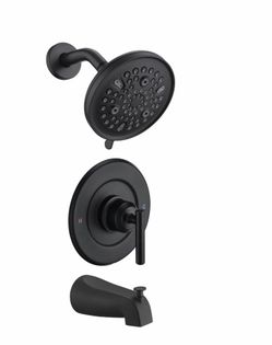 Handle 9-Spray 5.5-in Round Bathtub and Shower Faucet Trim Kit for Delta 13/14 Series Matte Black (Valve and Cartridge Not Included)