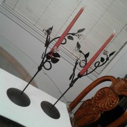 17 In Tall Iron Candle Holders 