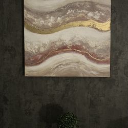 ABSTRACT MARBLE CANVAS (GOLD / PINK / GRAY)