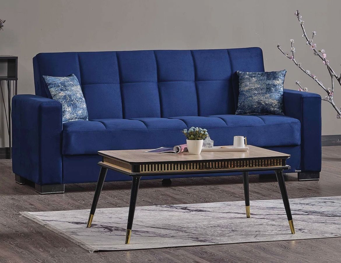 Fabric Upholstered 3-Seater Twin 3-in-1 Sleeper Sofa Bed with Storage