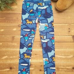SIZE 8 GIRLS LULAROE CHILDREN ON SKATES PRINTED LEGGINGS 