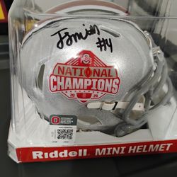 Jeremiah Smith Signed Autograph Mini Helmet Ohio State Buckeyes National Champs Auto Beckett COA 