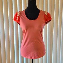 Pink Floral Sleeve Women's Top