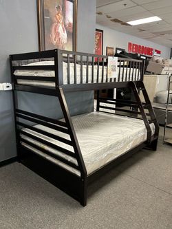 Twin over Full Bunk Bed with Mattresses