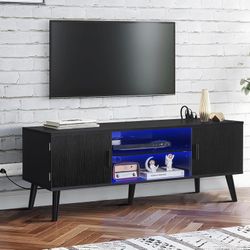 TV Stand with LED Lights & Power Outlet 