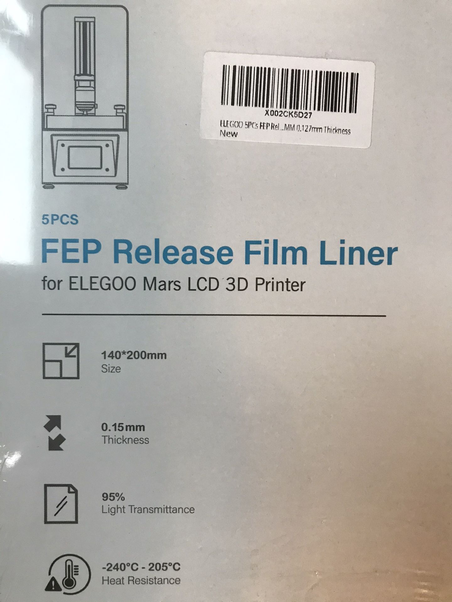 ELEGOO 5PCs FEP Release Film