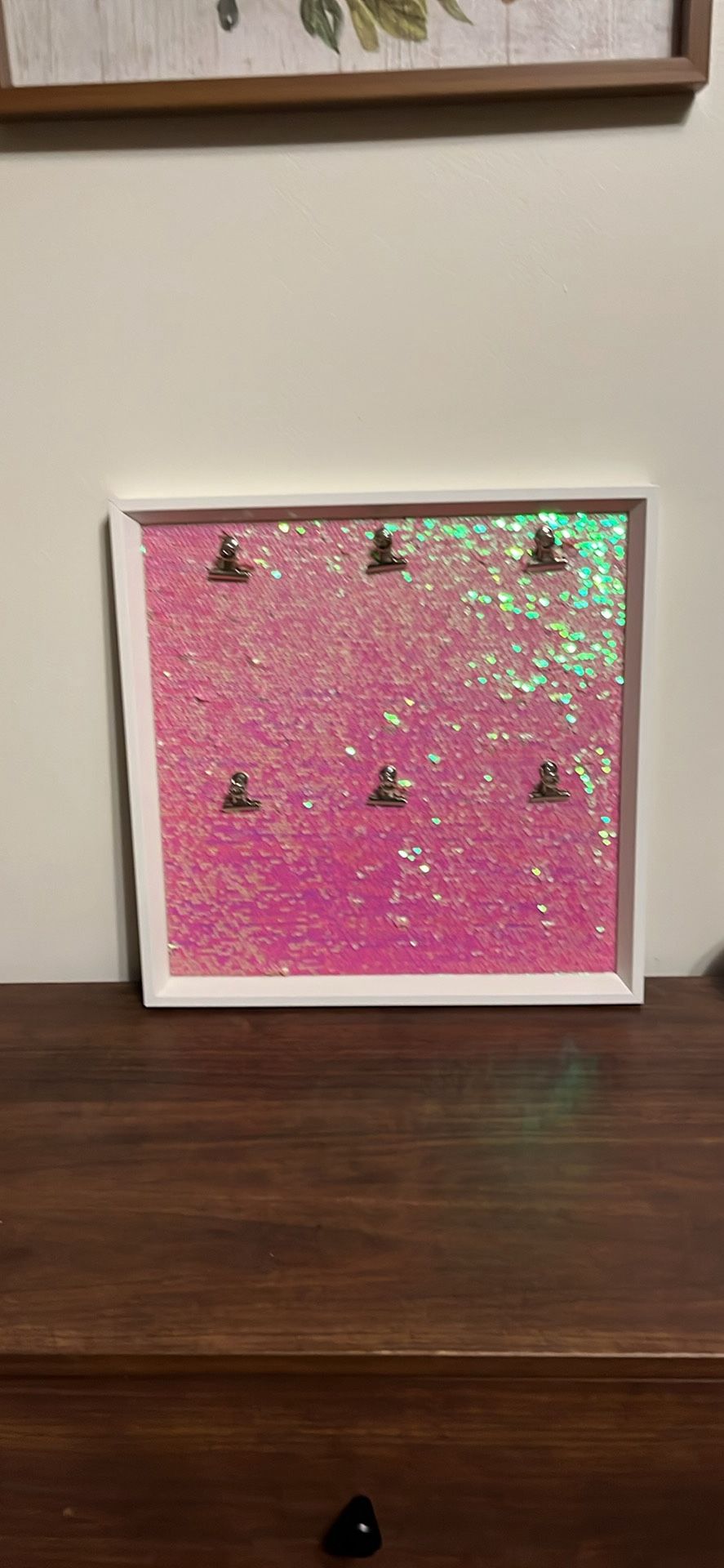 15 x 15 reversible pink Iridescent sequence with 6 clips