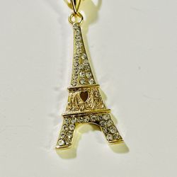 eiffel tower pendant chain 14k gold plated