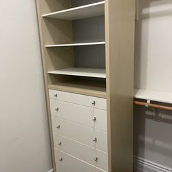Tall Closet Organizer / Bookcase with Drawers – 6’11” – Great Condition