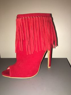 Lolashoetique Red Fringe Booties