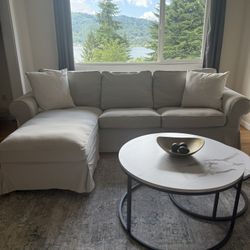 KEA Ektorp 3-Seater Couch w/ Chaise - White/Beige 