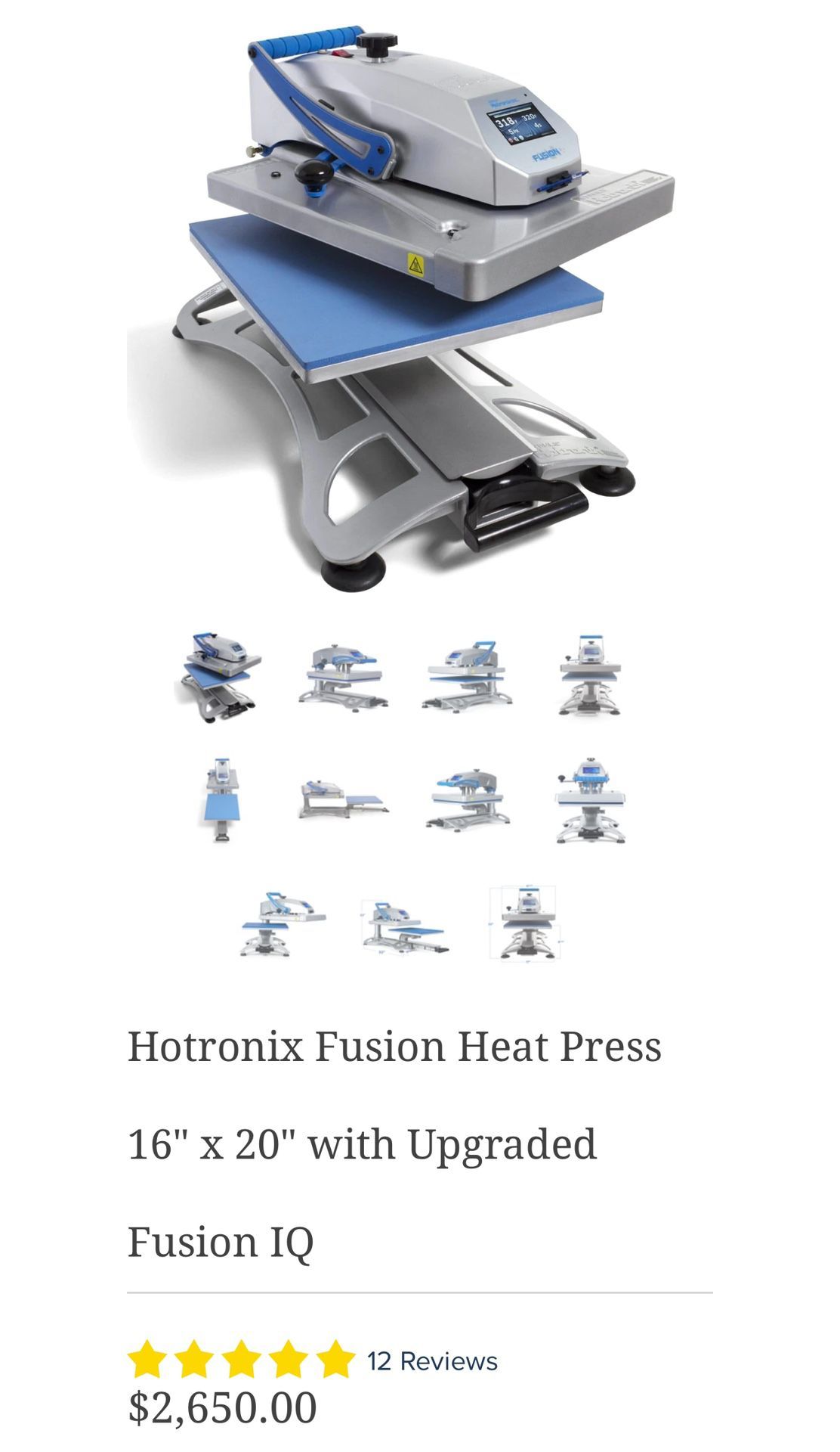Hotronix Fusion Heat Press 16" × 20" With Stand