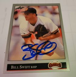 Autographed, 1992 Leaf, San Francisco Giants Baseball Card #407, Bill Swift