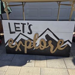 Wooden Wall Hanging Explore Mountains $20