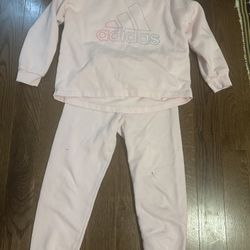 Adidas Girls Pink Sweatshirt & Jogger Set – Size 6-7