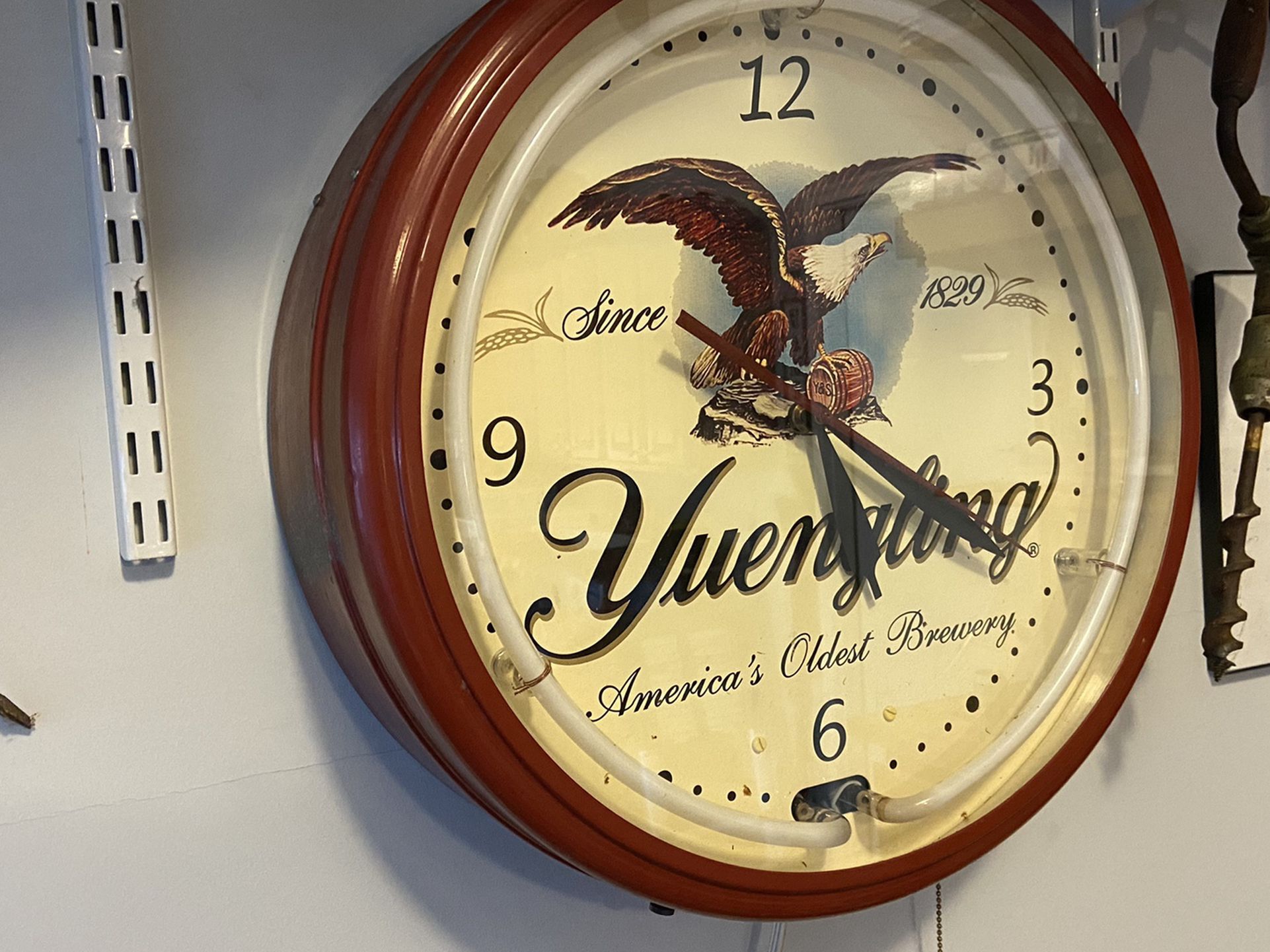 Vintage Yuengling Clock With Neon