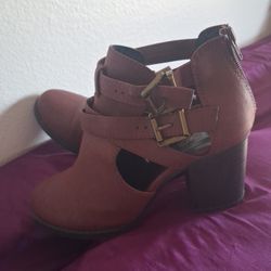 Burgundy Strapped Boots