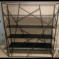 Bookcase with black tempered glass shelfs