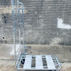 Aluminum Rolling Transport Platform Cart With 4 Castors & Supplies Hanging Rack