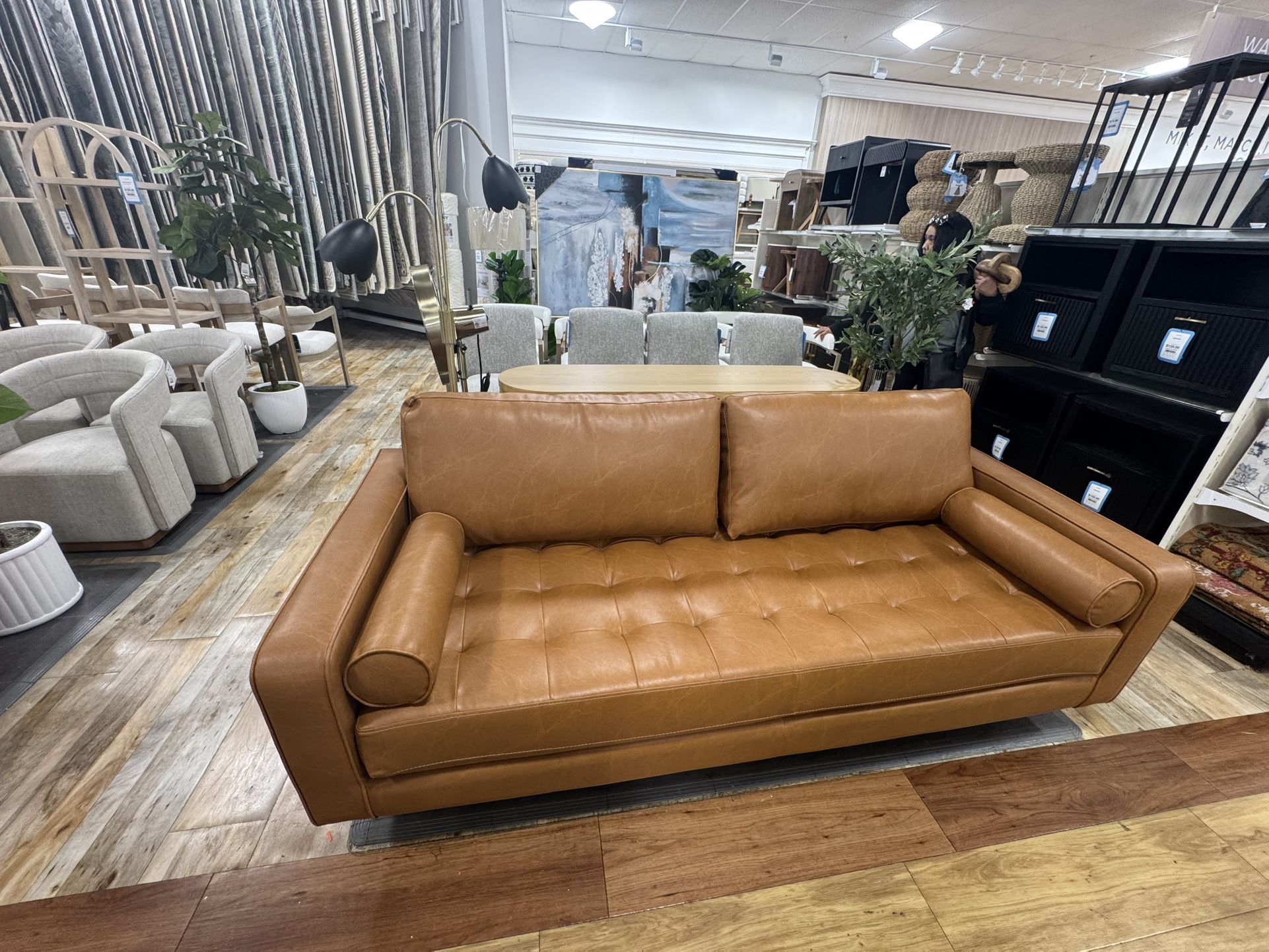 Cognac leather Sofa and  2 Chairs