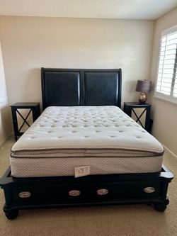 Queen size bed with two nightstands ( no mattress)