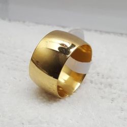 Beautiful Stainless Steel 12mm Gold plated Ring Band For Men Women Ring (1 Ring Price ) Available Ring Size: 6, 7, 8, 9, 10, 11, 12, 13 RGN