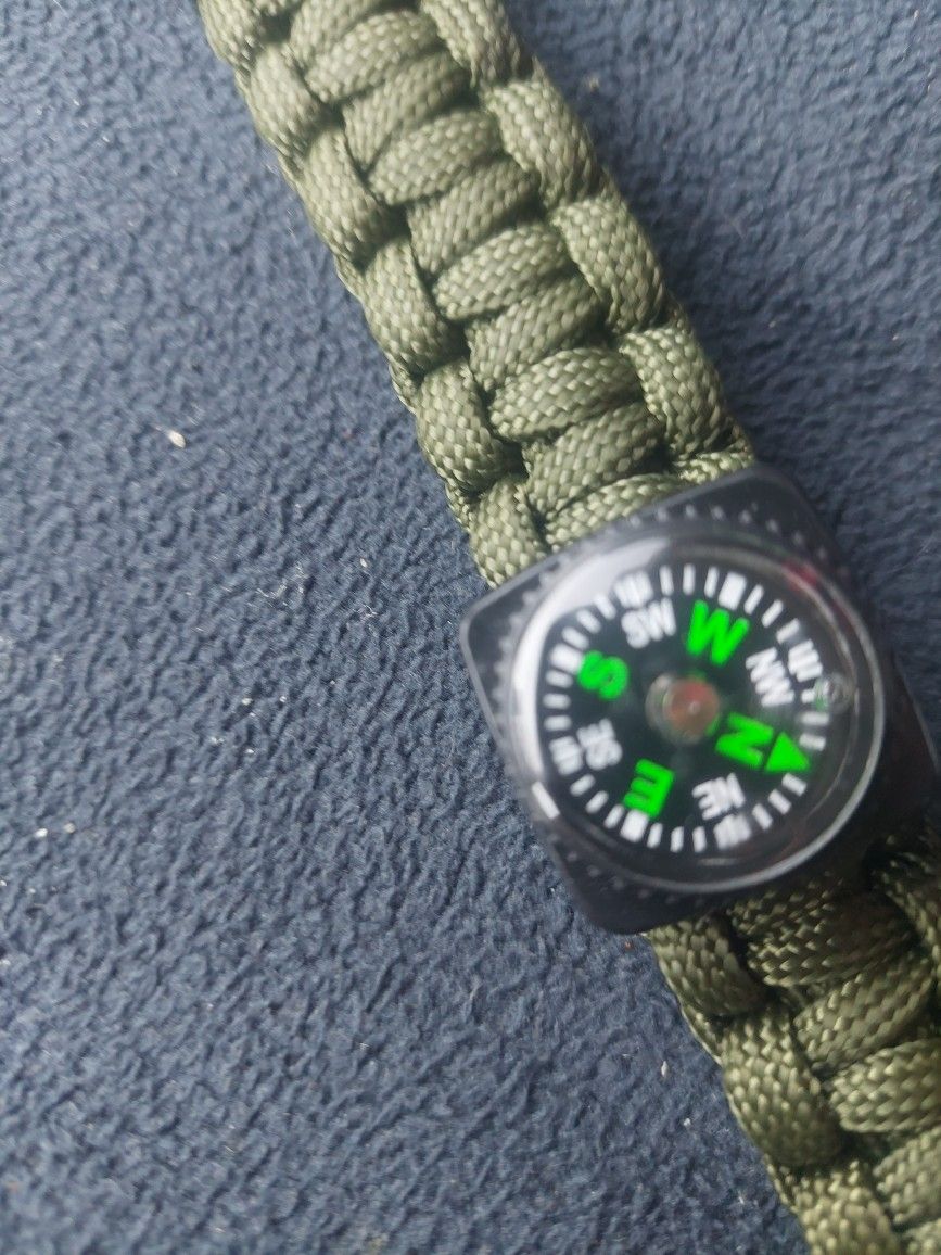 Olive Green Paracord Compass Survival Bracelet - Sell