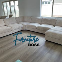 Beige Sectional Sofa - Extra Large +Deep Seating+Over Sized Chaise