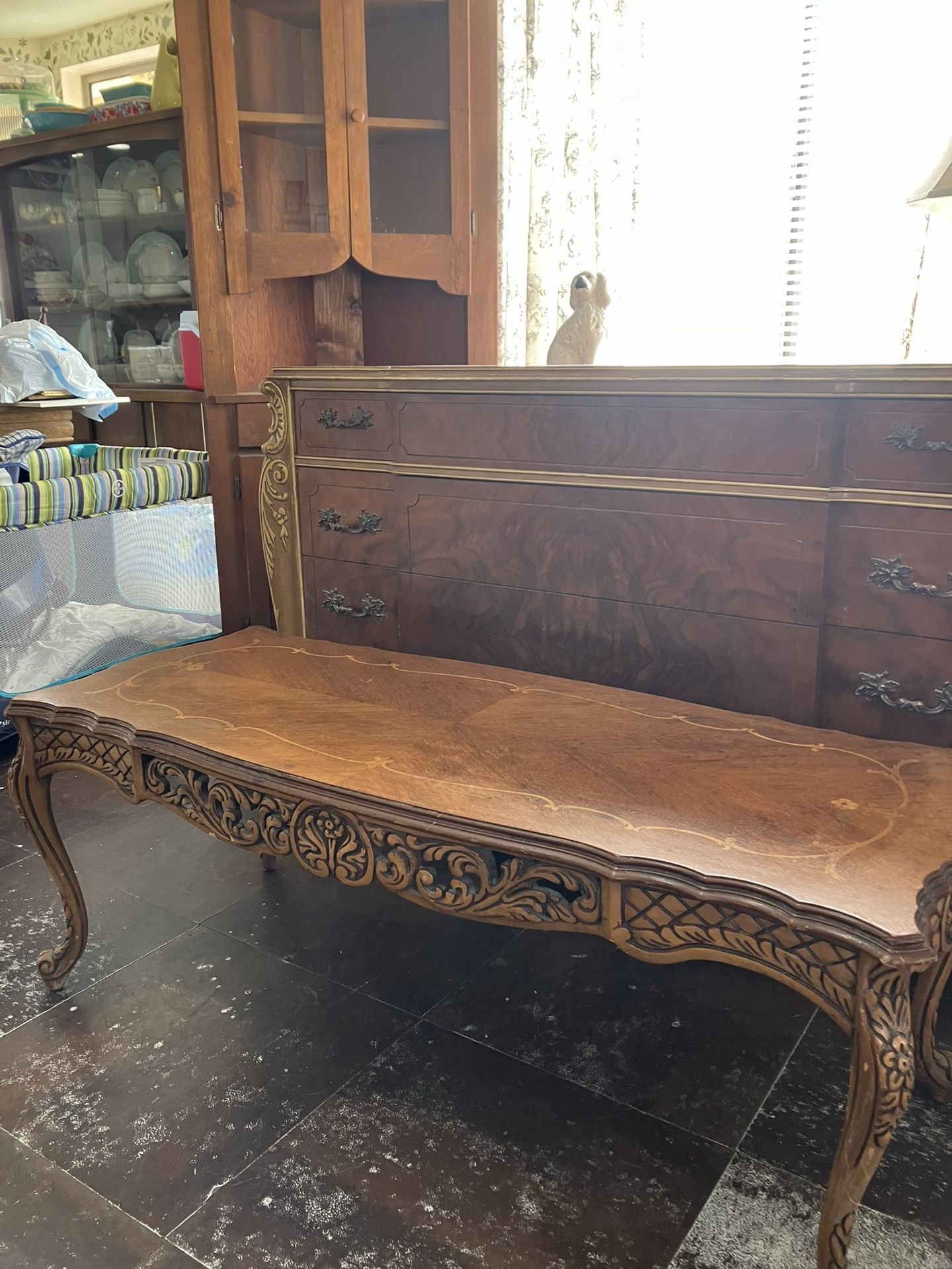 Vintage Antique Coffee Table Bench