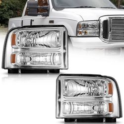 For 2005-2007 Ford F250 F350 F450 F550 Super Duty Chrome Headlights NEW IN BOX