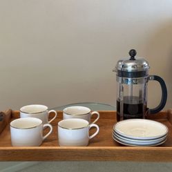 Beautiful Large Solid Wood With Handles Tray Food Safe Breakfast Cheese Wine Dessert Tea Coffee Table