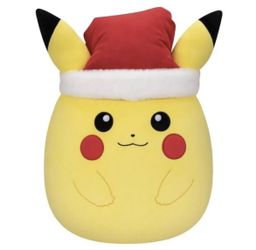 Pokemon Pikachu 14" Squishmallows Holiday Plush Santa Christmas In Hand 14 Inch
