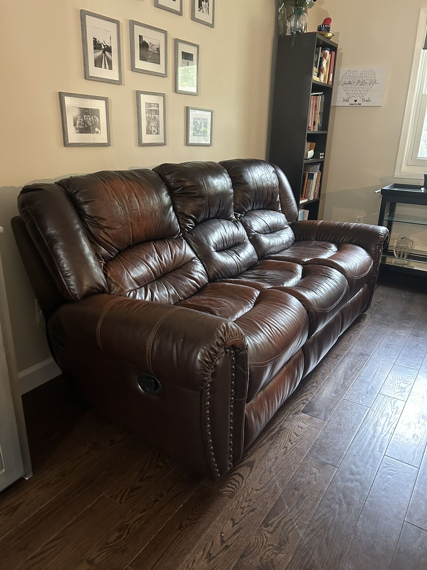 Leather Reclining Sofa – 3-Seater with Dual Recliners