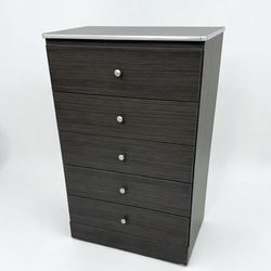 Dark Gray W Chrome Trim 5-Drawer Chest
