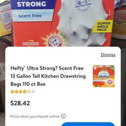 Hefty Ultra Strong Scent Free 13 Gallon Tall Kitchen Drawstring Bags 110 CT Box