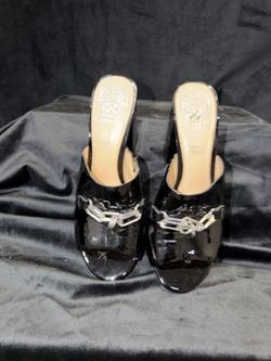 Vince Camuto Black Patent Leather Mule Heels