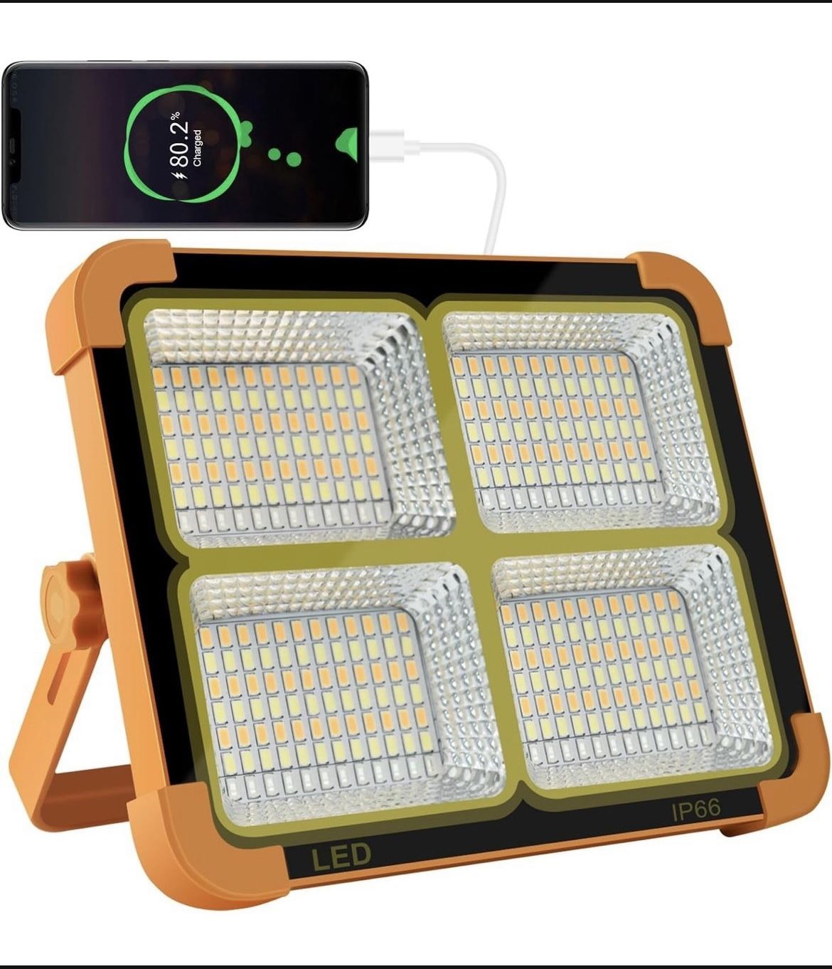 Portable LED Work Solar Light 100W 16500mAh 10000 LM with Stepless Brightness Job Site Battery Recha