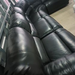 POWER RECLINER ELECTRIC BLACK COLOR SECTIONAL GENUINE LEATHER.. DELIVERY SERVICE AVAILABLE 💥🚚💥
