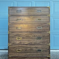 🗄️ Tallboy 5-Drawer Wood Dresser w/ Metal Hardware – 34 x 18 x 44