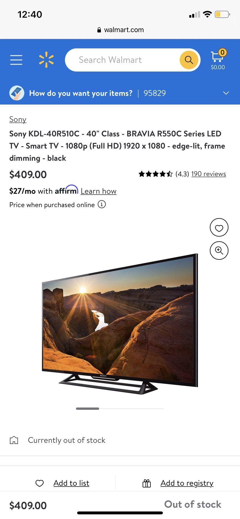 Sony Bravia 40” TV (2017)