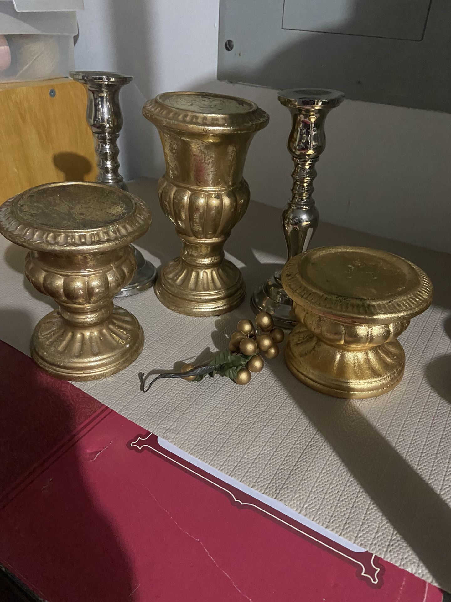 Antique Gold Ceramic Candle Holder