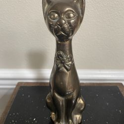  Brass Mid Century Modern Siamese Cat Figurine Statue 8.5”