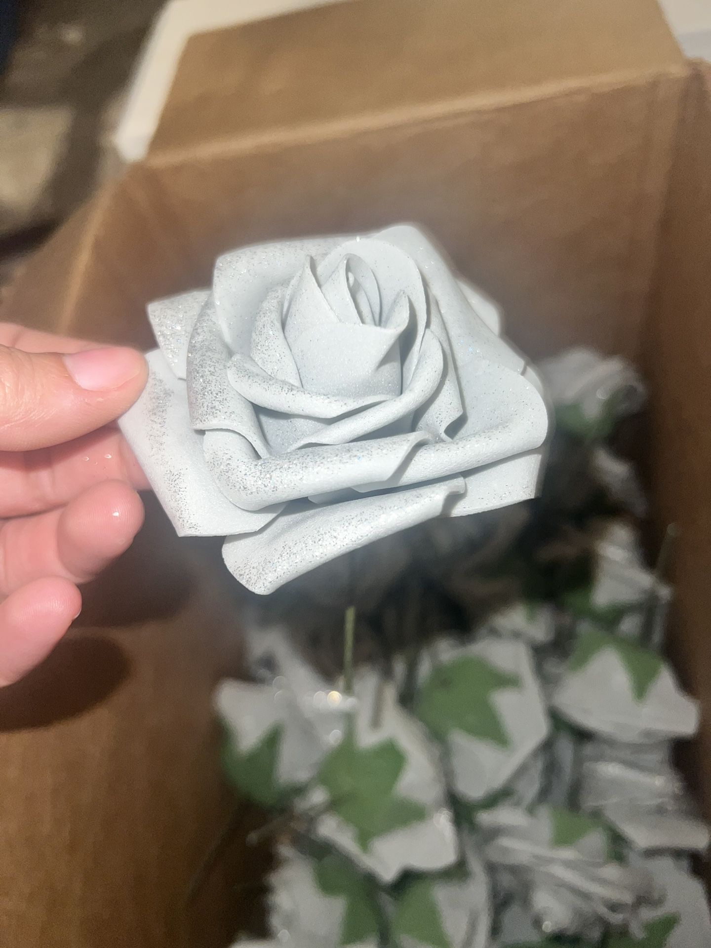 Grey Roses With Glitter