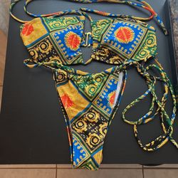 Bikini Size S Yellow With Pattern 